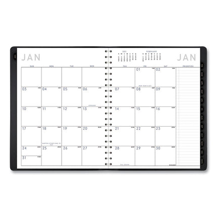 Contemporary Weekly/Monthly Planner, Vertical-Column Format, 11 x 8.25, Black Cover, 12-Month (Jan to Dec): 2025