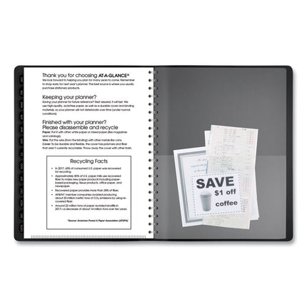 Contemporary Weekly/Monthly Planner, Vertical-Column Format, 11 x 8.25, Black Cover, 12-Month (Jan to Dec): 2025