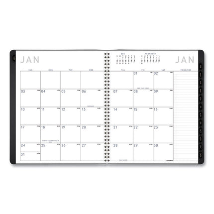 Contemporary Monthly Planner, Premium Paper, 11 x 9, Black Cover, 12-Month (Jan to Dec): 2025
