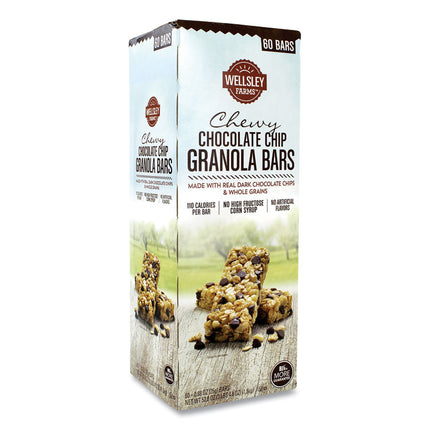 Chewy Chocolate Chip Granola Bars, 0.88 oz Bar, 60 Bars/Box