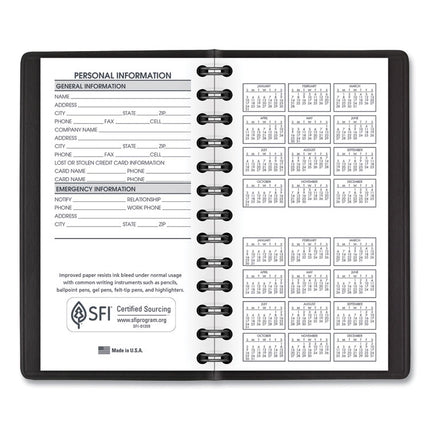 Weekly Planner, 4.5 x 2.5, Black Cover, 12-Month (Jan to Dec): 2025