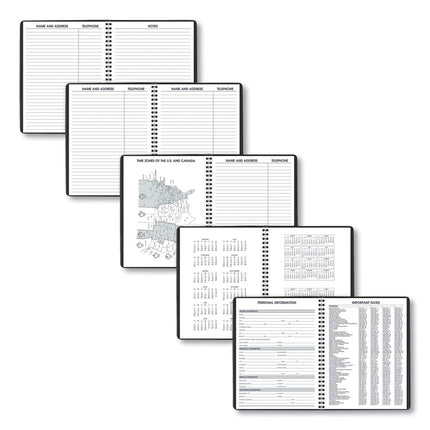 Weekly Planner Ruled for Open Scheduling, 8.75 x 6.75, Black Cover, 12-Month (Jan to Dec): 2025
