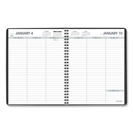 Weekly Planner Ruled for Open Scheduling, 8.75 x 6.75, Black Cover, 12-Month (Jan to Dec): 2025