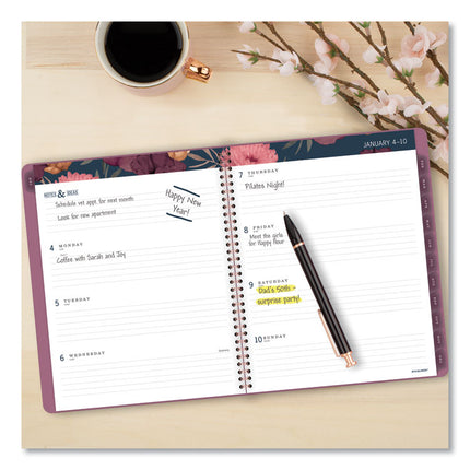 Dark Romance Weekly/Monthly Planner, Floral Artwork, 11 x 8.5, Multicolor Cover, 13-Month: Jan 2025 to Jan 2026