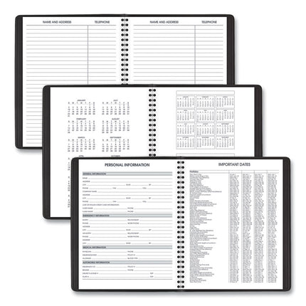 Weekly Vertical-Column Appointment Book Ruled for Hourly Appointments, 8.75 x 7, Black Cover, 13-Month: Jan 2025 to Jan 2026