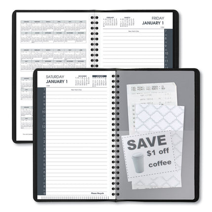 Daily Appointment Book with 30-Minute Appointments, 8 x 5, Black Cover, 12-Month (Jan to Dec): 2025