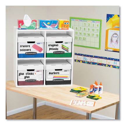 R-Kive Heavy-Duty Storage Boxes, Letter/legal Files, 12.75" X 16.5" X 10.38", White/red, 12/carton