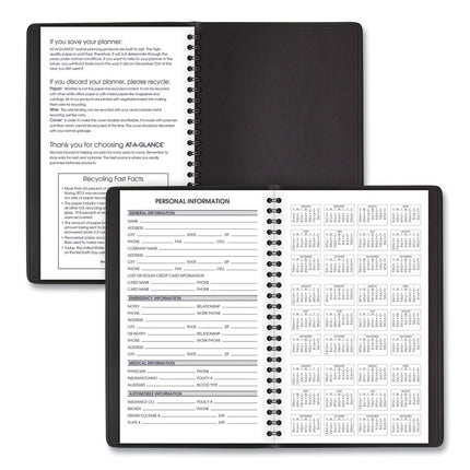 Weekly Block Format Appointment Book Ruled for Hourly Appointments, 8 x 5, Black Cover, 12-Month (Jan to Dec): 2025