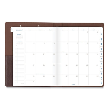 Signature Collection Monthly Clipfolio, 11 x 8, Distressed Brown Cover, 13-Month: Jan 2025 to Jan 2026
