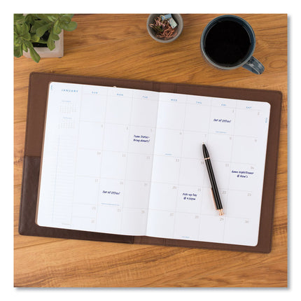 Signature Collection Monthly Clipfolio, 11 x 8, Distressed Brown Cover, 13-Month: Jan 2025 to Jan 2026