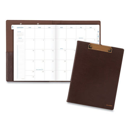 Signature Collection Monthly Clipfolio, 11 x 8, Distressed Brown Cover, 13-Month: Jan 2025 to Jan 2026