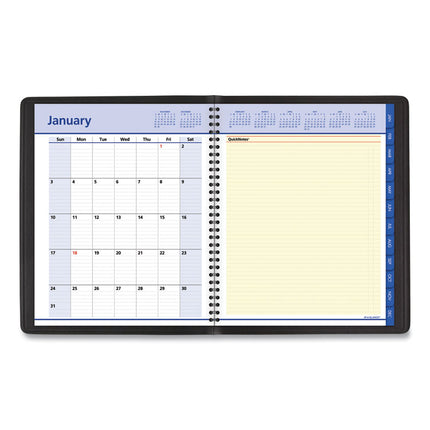 QuickNotes Weekly Block Format Appointment Book, 10 x 8, Black Cover, 12-Month (Jan to Dec): 2025