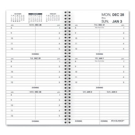 Weekly Appointment Book Refill Hourly Ruled, 6.25 x 3.25, White Sheets, 12-Month (Jan to Dec): 2025