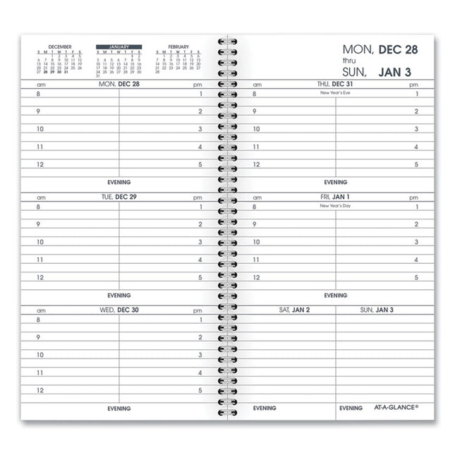 Weekly Appointment Book Refill Hourly Ruled, 6.25 x 3.25, White Sheets, 12-Month (Jan to Dec): 2025