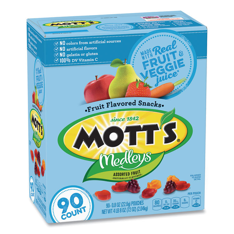 Medleys Fruit Snacks, 0.8 oz Pouch, 90 Pouches/Box