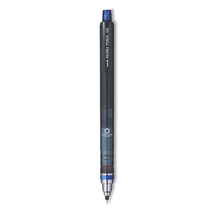 KuruToga Mechanical Pencil with Tube of Lead/Erasers, 0.5 mm, HB (#2), Black Lead, Black Barrel
