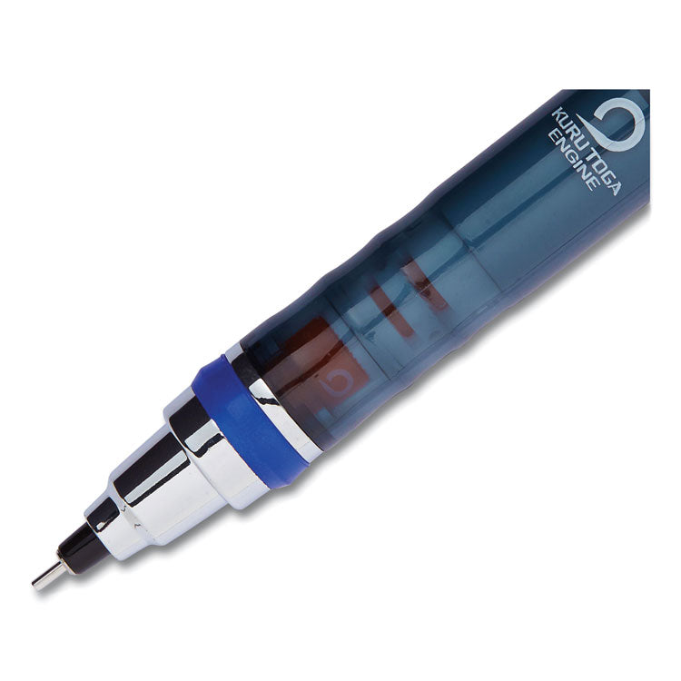 KuruToga Mechanical Pencil with Tube of Lead/Erasers, 0.5 mm, HB (#2), Black Lead, Black Barrel