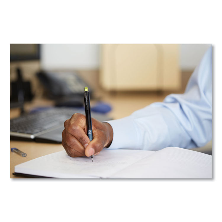 KuruToga Mechanical Pencil with Tube of Lead/Erasers, 0.5 mm, HB (#2), Black Lead, Black Barrel