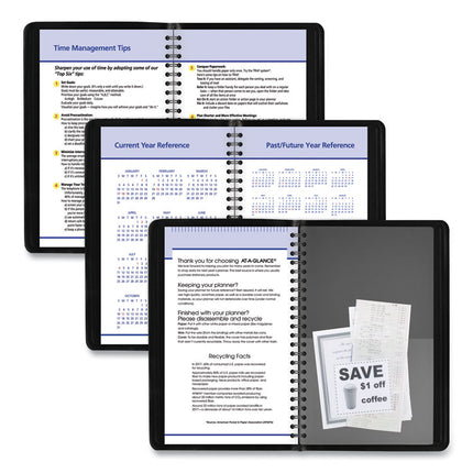 QuickNotes Weekly Block Format Appointment Book, 8.5 x 5.5, Black Cover, 12-Month (Jan to Dec): 2025