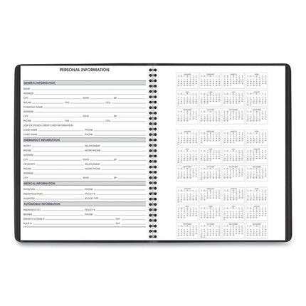 Weekly Appointment Book, 11 x 8.25, Black Cover, 14-Month (July to Aug): 2024 to 2025