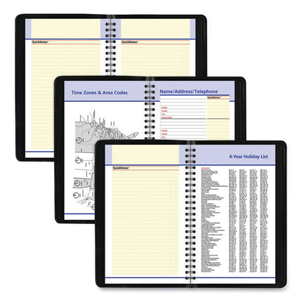 QuickNotes Weekly Block Format Appointment Book, 8.5 x 5.5, Black Cover, 12-Month (Jan to Dec): 2025