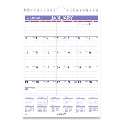 Monthly Wall Calendar with Ruled Daily Blocks, 8 x 11, White Sheets, 12-Month (Jan to Dec): 2025