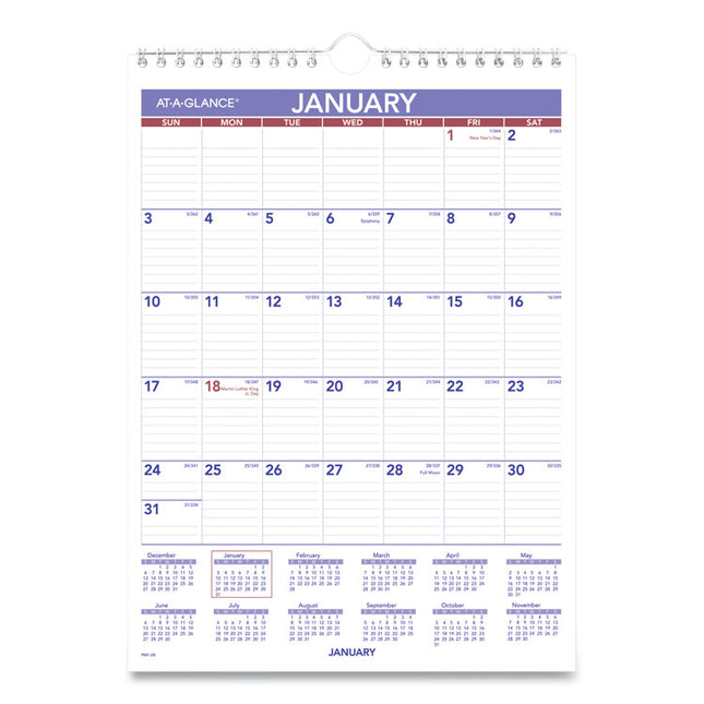 Monthly Wall Calendar with Ruled Daily Blocks, 8 x 11, White Sheets, 12-Month (Jan to Dec): 2025