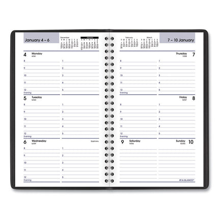 DayMinder Block Format Weekly Appointment Book, 8.5 x 5.5, Black Cover, 12-Month (Jan to Dec): 2025