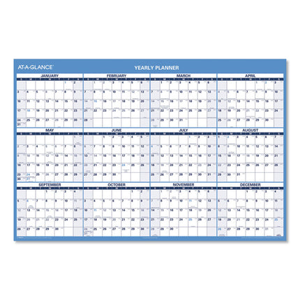 Horizontal Reversible/Erasable Wall Planner, 48 x 32, White/Blue Sheets, 12-Month (Jan to Dec): 2025