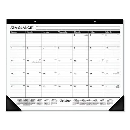 Academic Year Ruled Desk Pad, 21.75 x 17, White Sheets, Black Binding, Black Corners, 16-Month (Sept to Dec): 2024 to 2025