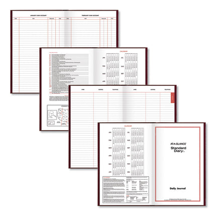 Standard Diary Daily Journal, 2025 Edition, Wide/Legal Rule, Red Cover, (210) 12 x 7.75 Sheets