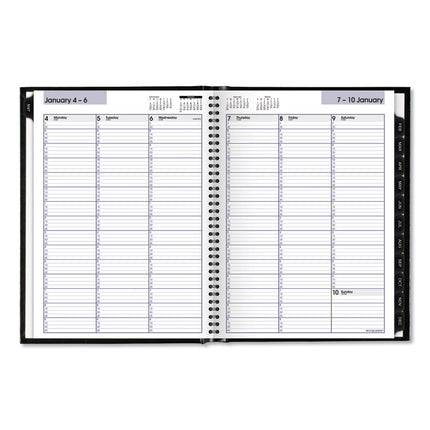 DayMinder Hardcover Weekly Vertical-Column Format Appointment Book, 11 x 8, Black Cover, 12-Month (Jan to Dec): 2025