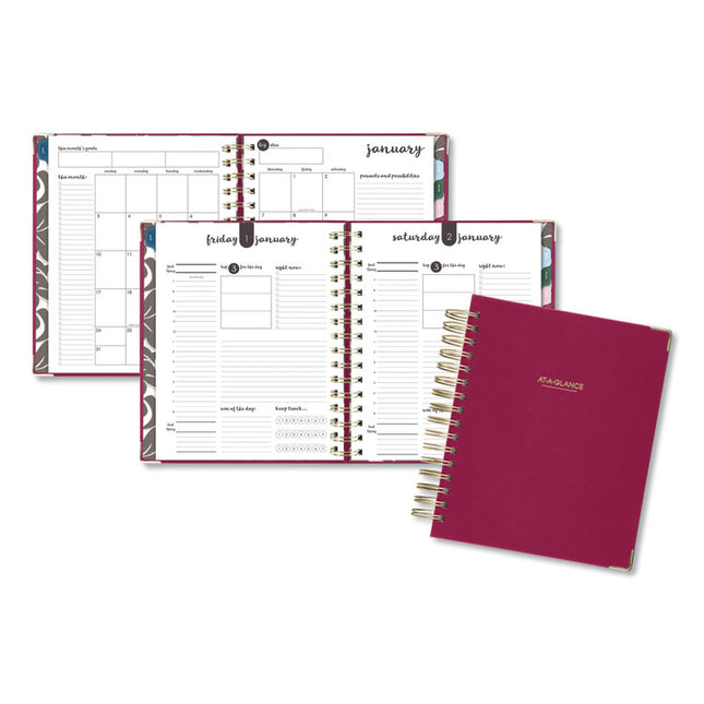 Harmony Daily Hardcover Planner, 8.75 x 7, Berry Cover, 12-Month (Jan to Dec): 2025