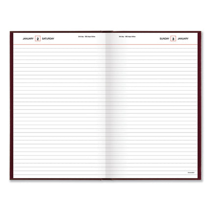 Standard Diary Daily Diary, 2025 Edition, Wide/Legal Rule, Red Cover, (200) 12 x 7.75 Sheets