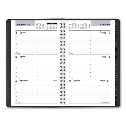 DayMinder Block Format Weekly Appointment Book, Tabbed Telephone/Add Section, 8.5 x 5.5, Black, 12-Month (Jan to Dec): 2025