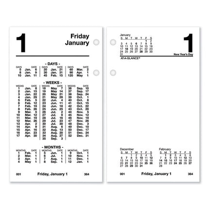 Financial Desk Calendar Refill, 3.5 x 6, White Sheets, 12-Month (Jan to Dec): 2025