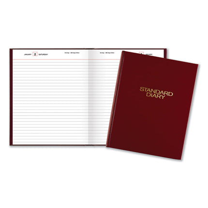 Standard Diary Daily Diary, 2025 Edition, Medium/College Rule, Red Cover, (200) 9.5 x 7.5 Sheets