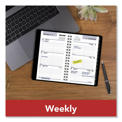 DayMinder Weekly Pocket Appointment Book with Telephone/Address Section, 6 x 3.5, Black Cover, 12-Month (Jan to Dec): 2025