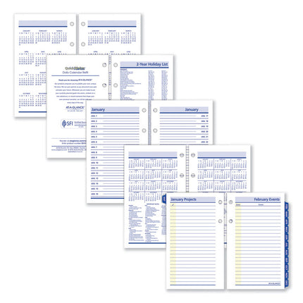 QuickNotes Desk Calendar Refill, 3.5 x 6, White/Yellow/Blue Sheets, 12-Month (Jan to Dec): 2025