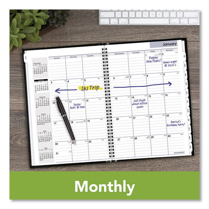 DayMinder Hard-Cover Monthly Planner, Ruled Blocks, 11.75 x 8, Black Cover, 14-Month: Dec 2024 to Jan 2026