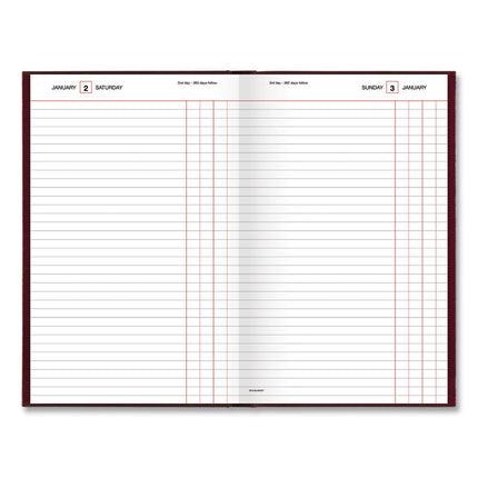 Standard Diary Daily Journal, 2025 Edition, Wide/Legal Rule, Red Cover, (210) 12 x 7.75 Sheets