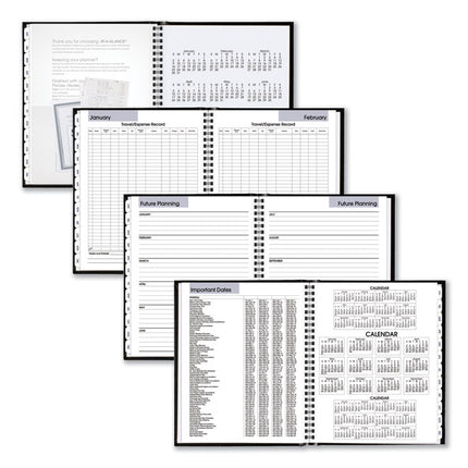 DayMinder Hard-Cover Monthly Planner with Memo Section, Unruled Blocks, 8.5 x 7, Black Cover, 12-Month (Jan to Dec): 2025
