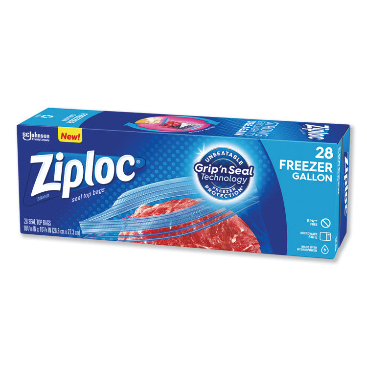 Zipper Freezer Bags, 1 gal, 9.6" x 12.1", Clear, 28/Box