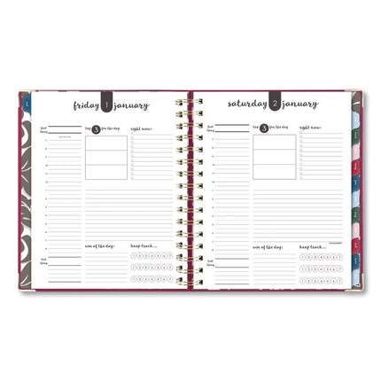 Harmony Daily Hardcover Planner, 8.75 x 7, Berry Cover, 12-Month (Jan to Dec): 2025