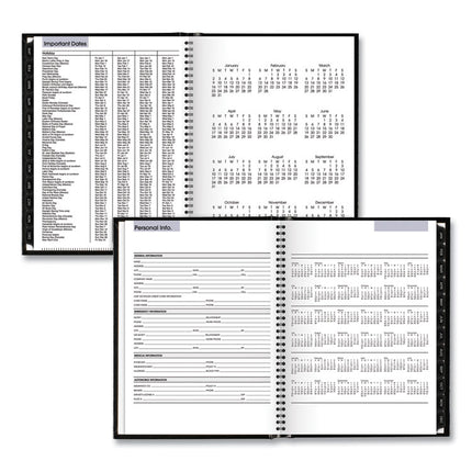 DayMinder Hardcover Weekly Vertical-Column Format Appointment Book, 11 x 8, Black Cover, 12-Month (Jan to Dec): 2025