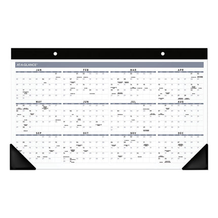 Contemporary Monthly Desk Pad, 18 x 11, White Sheets, Black Binding/Corners,12-Month (Jan to Dec): 2025