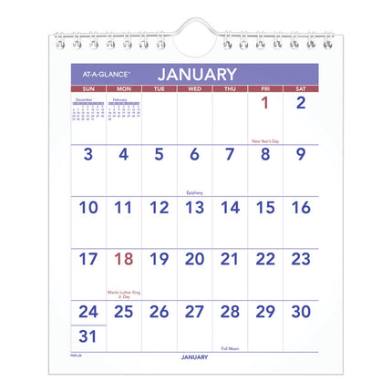 Mini Monthly Wall Calendar with Fold-Out Easel, 7 x 8, White Sheets, 12-Month (Jan to Dec): 2025