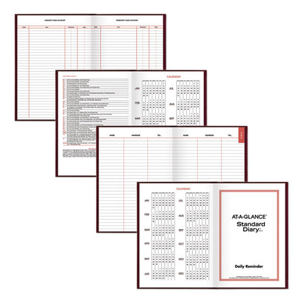 Standard Diary Daily Reminder Book, 2025 Edition, Medium/College Rule, Red Cover, (201) 8.25 x 5.75 Sheets