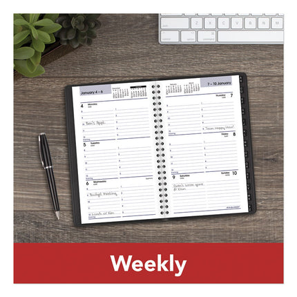 DayMinder Block Format Weekly Appointment Book, Tabbed Telephone/Add Section, 8.5 x 5.5, Black, 12-Month (Jan to Dec): 2025