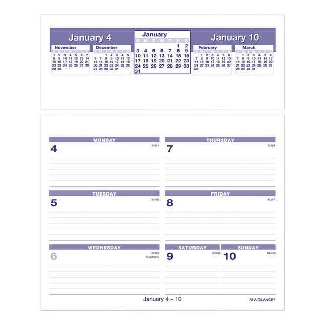 Flip-A-Week Desk Calendar Refill, 7 x 6, White Sheets, 12-Month (Jan to Dec): 2025